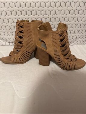 Target Women's Tan Cutout Block Heel Sandals